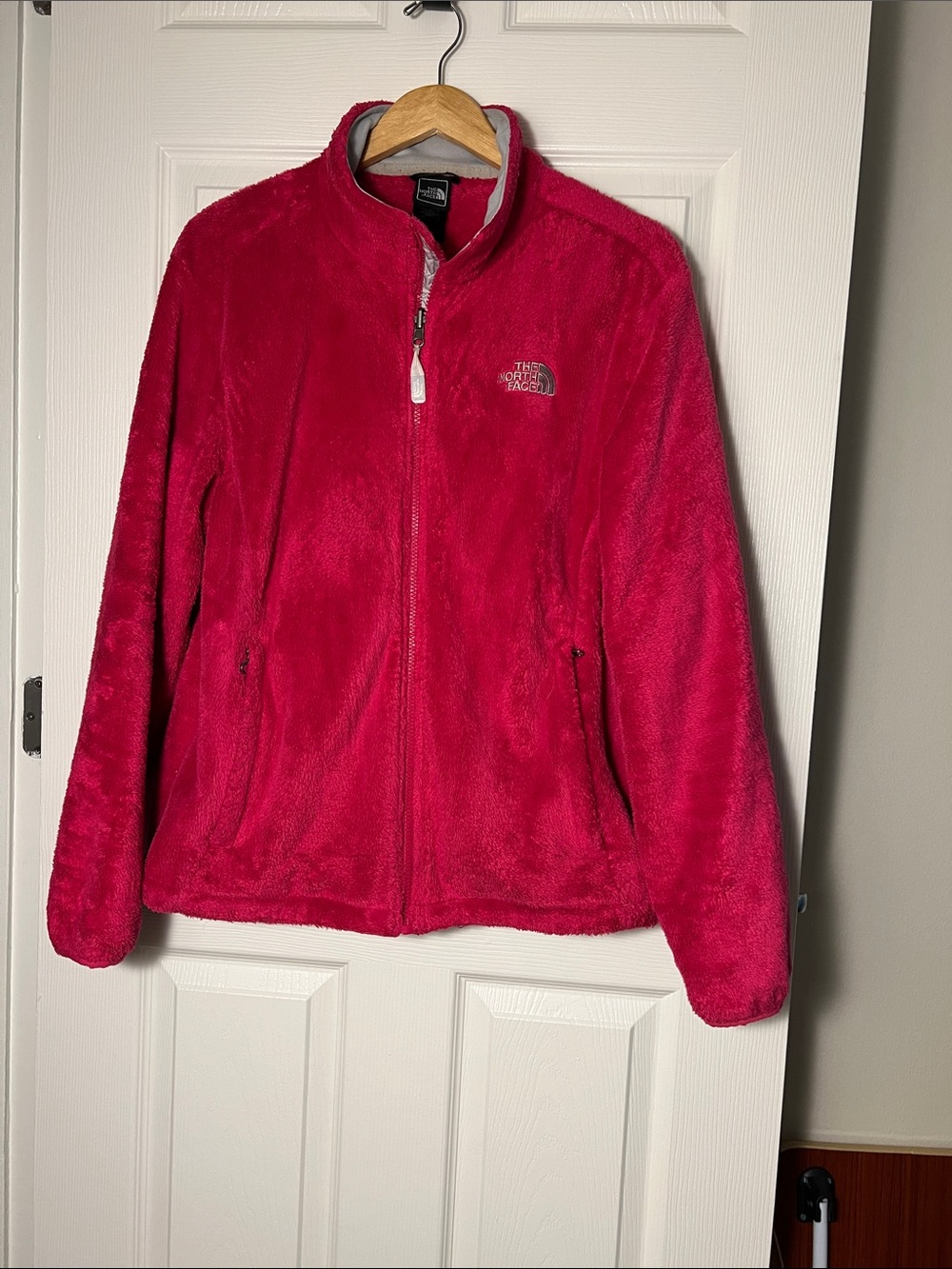 The North Face Bright Pink Teddy Fleece Zip Jacket